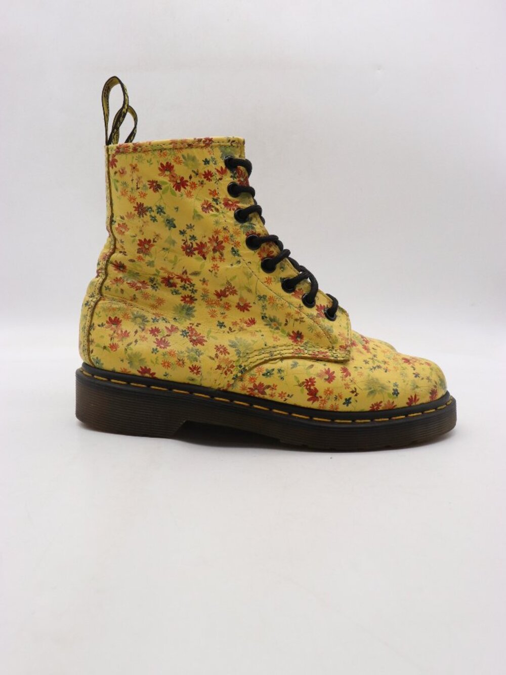 Doc Dr Martens Doc 1460 Women's Size 6 Yellow Leather Ditsy Floral Combat Boots